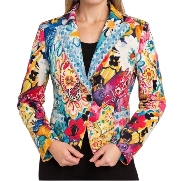 Alberto Makali Jackets & Blazers - Alberto Makali Bold Color Tropical Jacket Size 2
